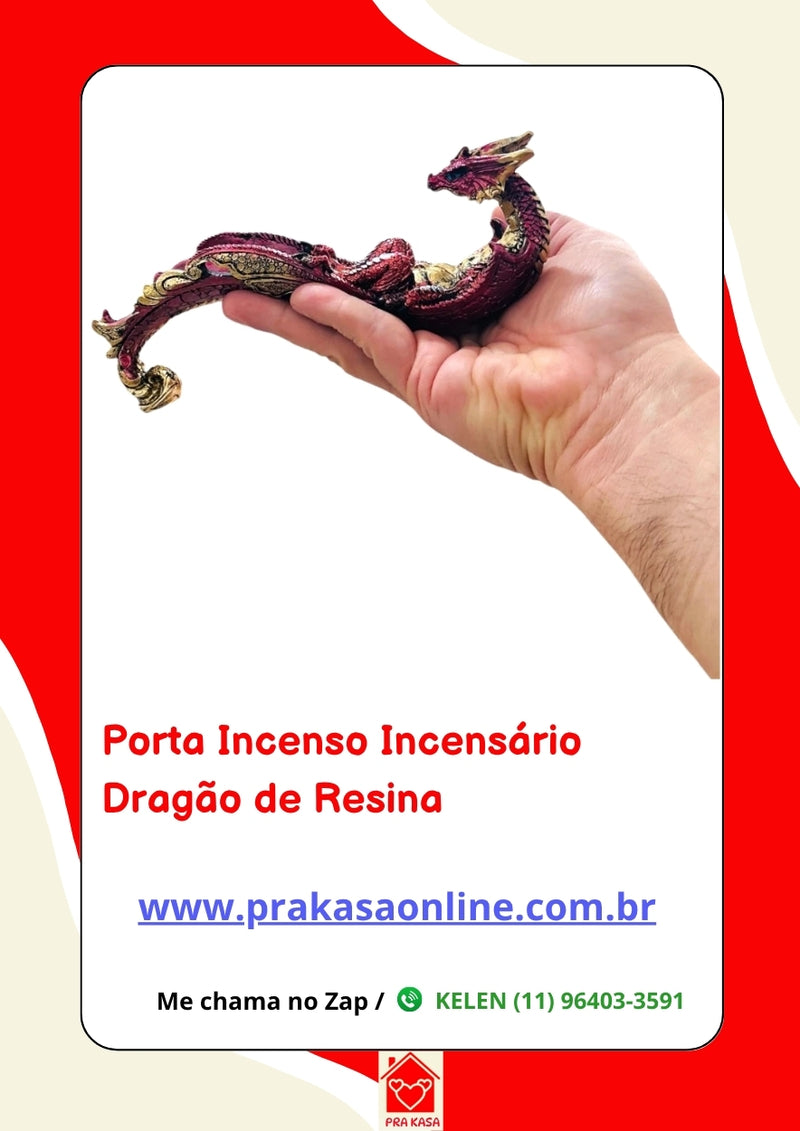 Porta Incenso Incensário Dragão Resina