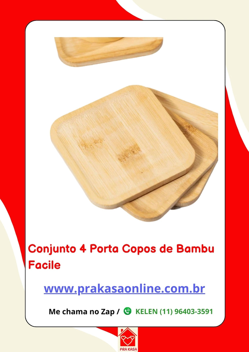 Conjunto 4 Porta Copos de Bambu - Facile
