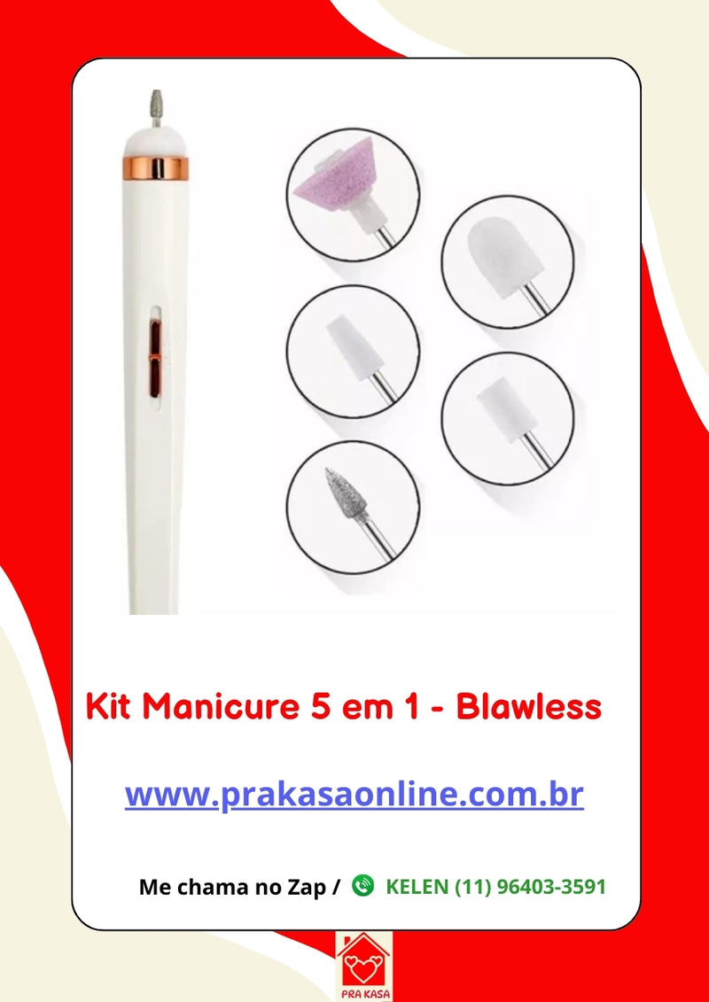 Lixadeira de Unha 5 em 1  - Manicure - Sem Fio Portátil Ponta Intercambiável Recarregável
