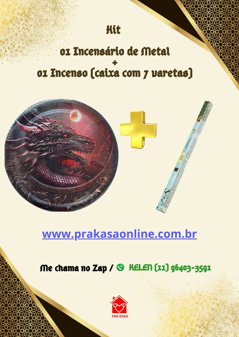 Kit - Incensário de Metal e Incenso
