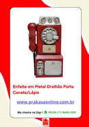 Enfeite em Metal Orelhão Porta Caneta/Lápis