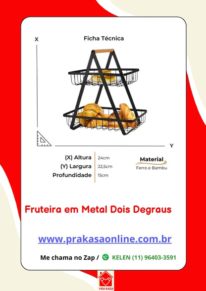 Fruteira em Metal Dois Níveis