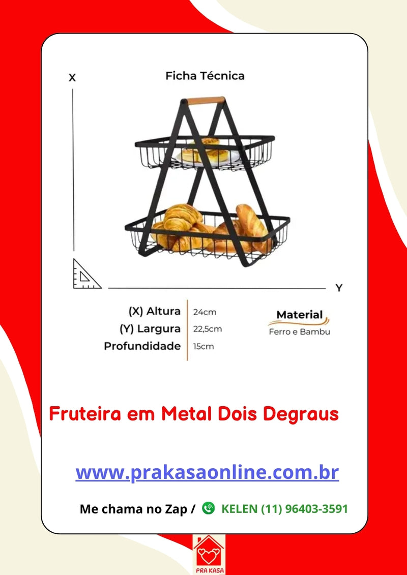 Fruteira em Metal Dois Níveis