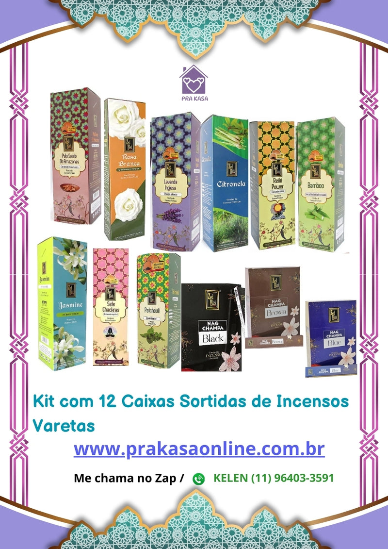 Kit com 12 Caixas Sortidas de Incensos Varetas