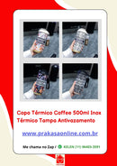 Copo Térmico Coffee 500ml Inox Térmico Tampa Antivazamento