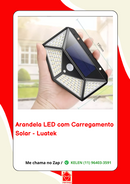 Luminária Arandela Solar Refletor Parede 100 LEDs, Com Sensor De Presença, Recarregavel, Para Quintal e Jardim
