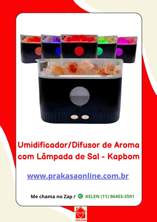 Umidificador/Difusor de Aroma com Lâmpada de Sal 200 ml - Kapbom (KA-2653)