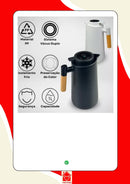 Garrafa Térmica de 1L Plástico com Cabo de Madeira e Termômetro Quente e Frio