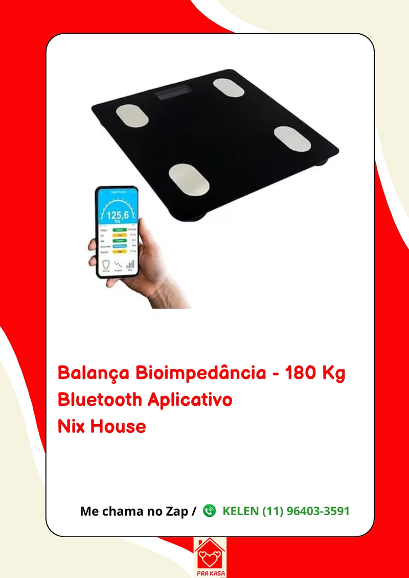 Balança Bioimpedância Profissional Com App Bluetooth 180kg Cor Preto