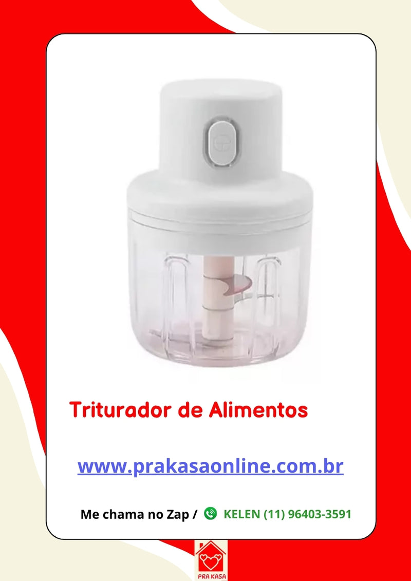 Processador Triturador Alimentos Elétrico Recarregável