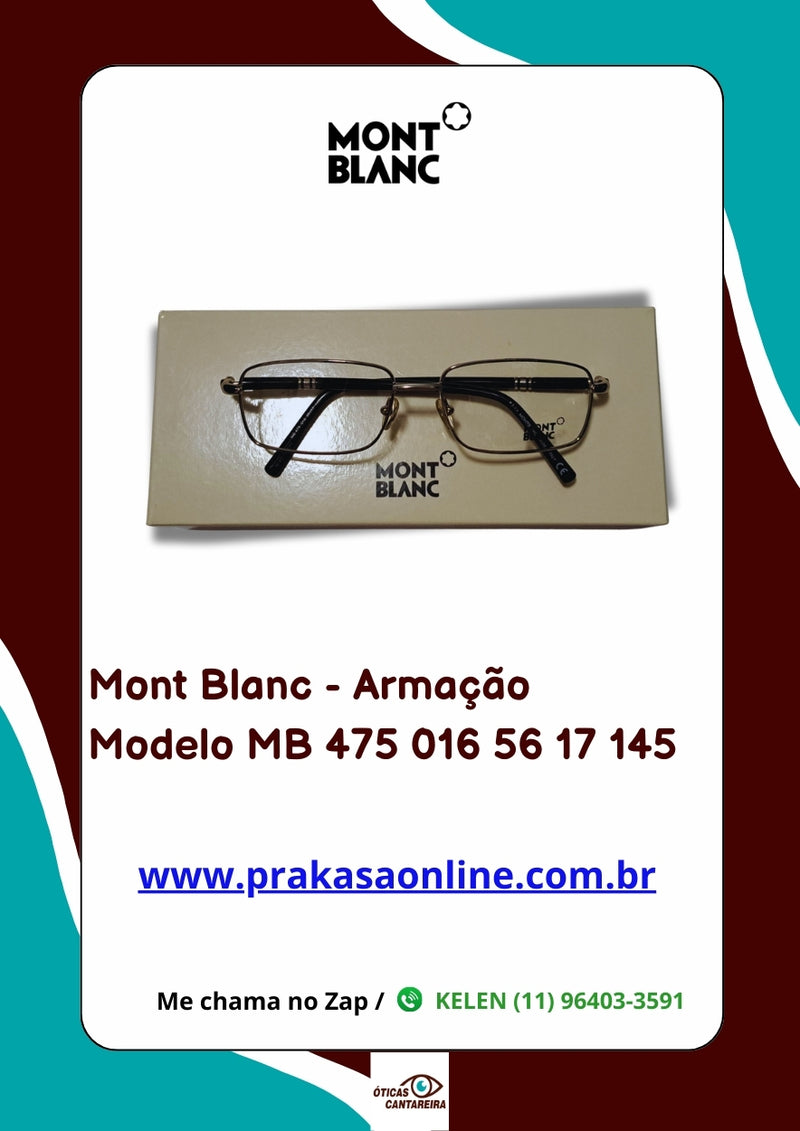 Mont Blanc - Armação  Modelo MB 475 016 56 17 145