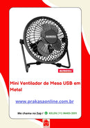 Mini Ventilador de Mesa USB em Metal
