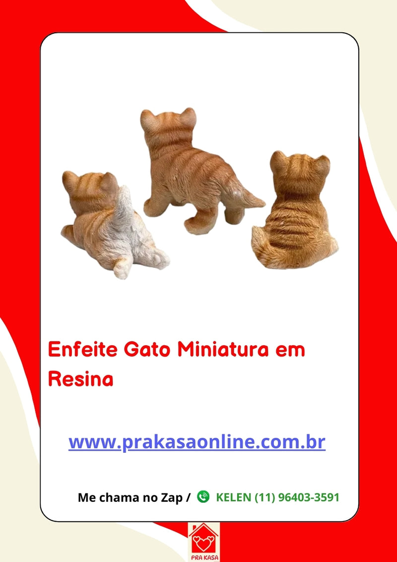 Enfeite Gato Miniatura em Resina