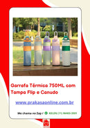 Garrafa Térmica 750ML com Tampa Flip e Canudo