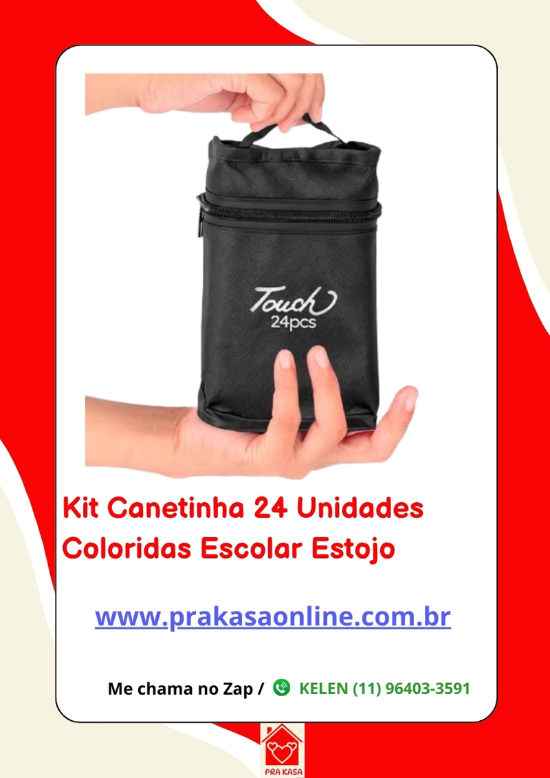Canetinhas 24 Unidades Coloridas Escolar Estojo
