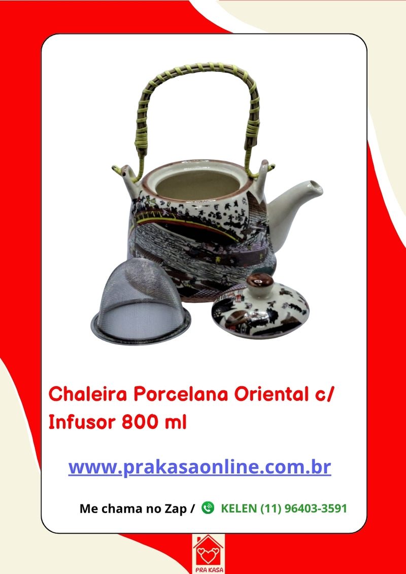 Chaleira Porcelana Oriental/Floral com Infusor 800 ml
