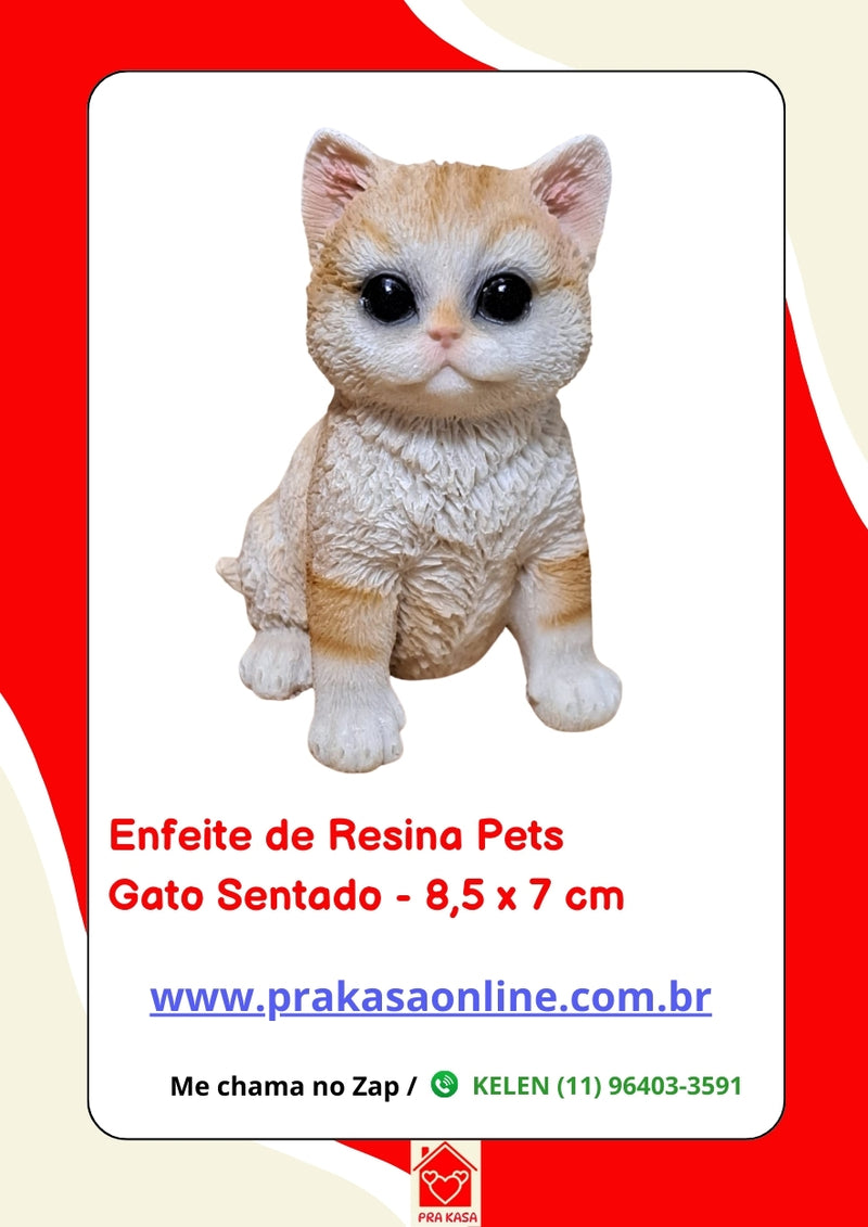 Enfeite de Resina Gato Deitado/Sentado