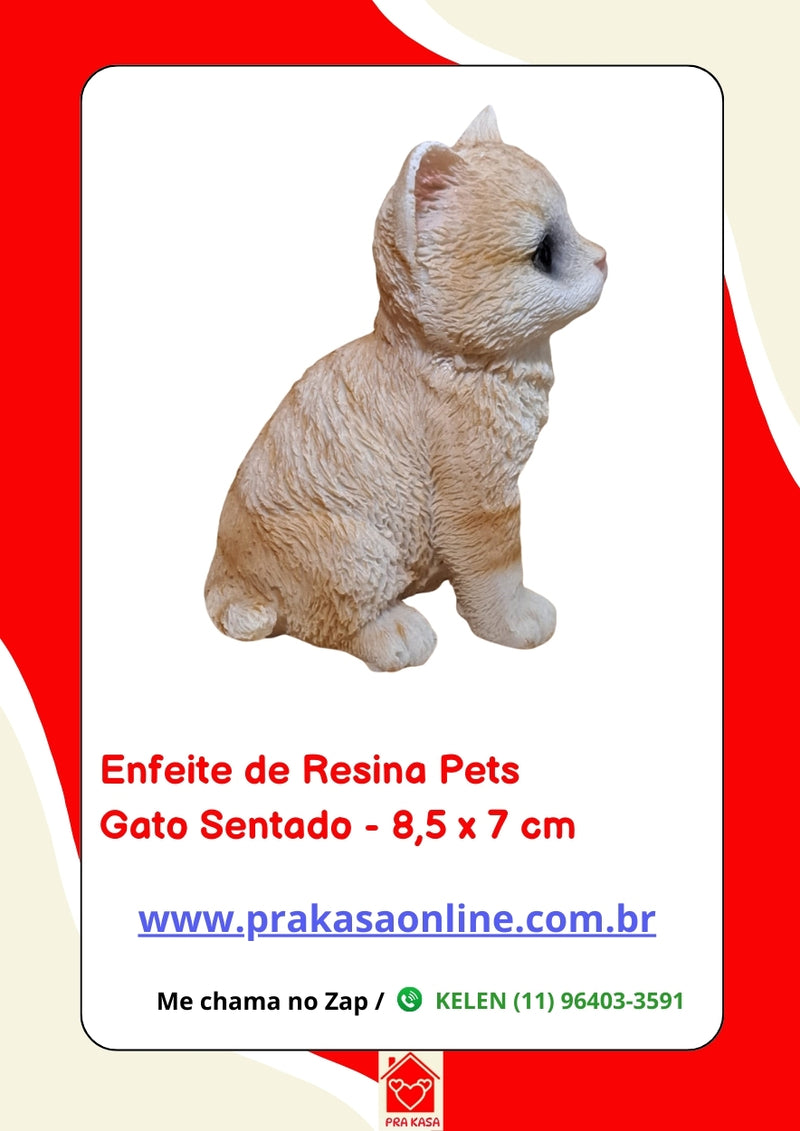 Enfeite de Resina Gato Deitado/Sentado