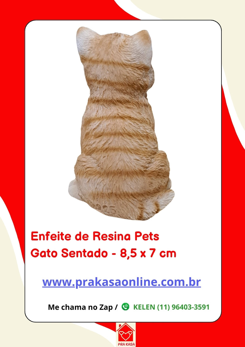Enfeite de Resina Gato Deitado/Sentado