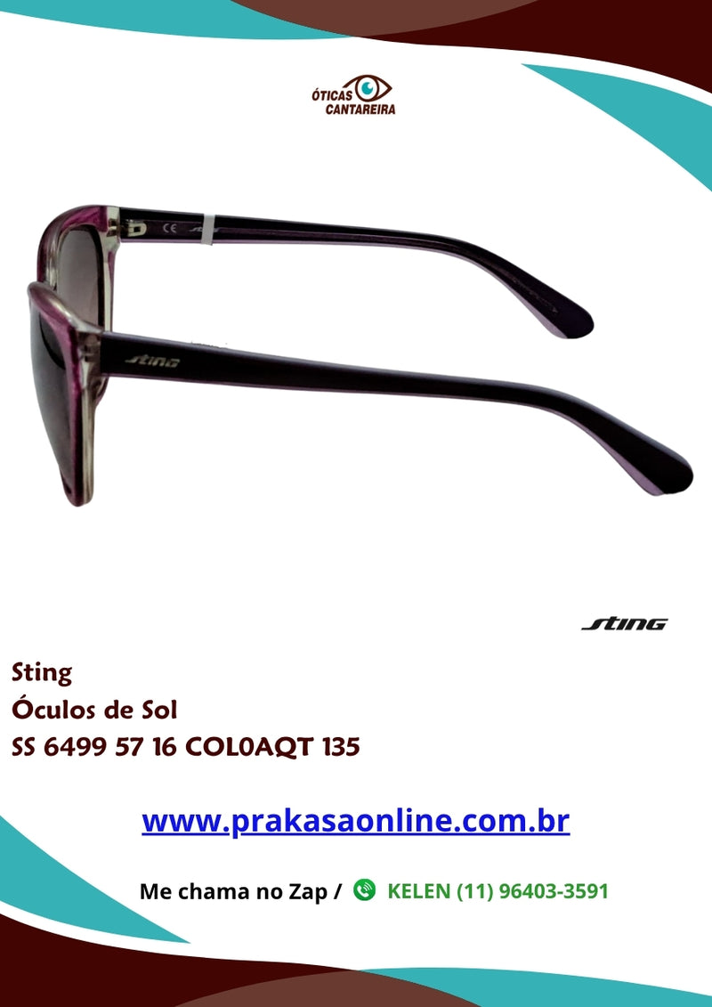 Sting - Óculos de Sol - SS 6499 57 16 COL0AQT 135