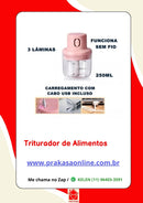 Processador Triturador Alimentos Elétrico Recarregável