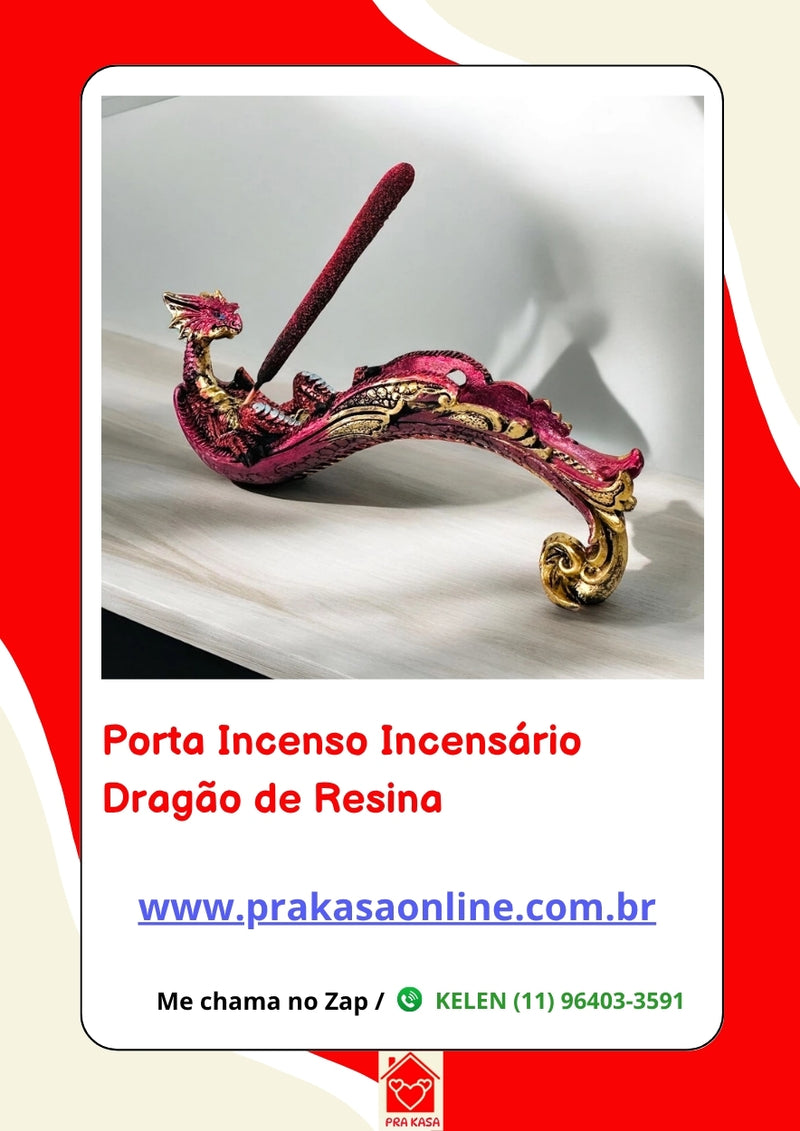 Porta Incenso Incensário Dragão Resina