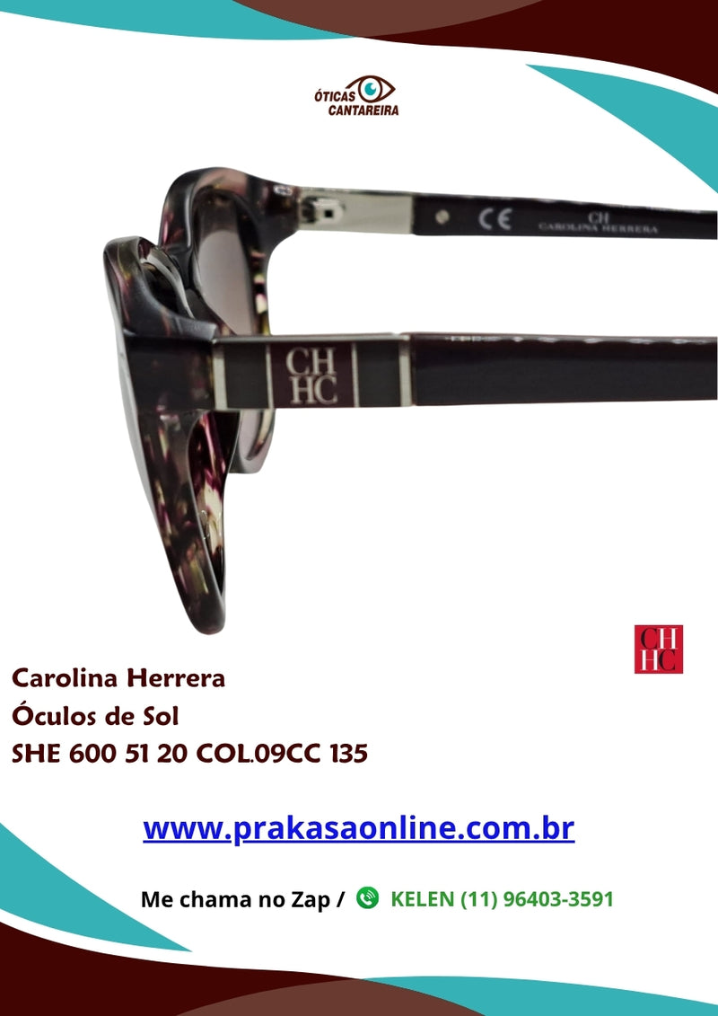 Carolina Herrera - Óculos de Sol - SHE 600 51 20 COL.09CC 135