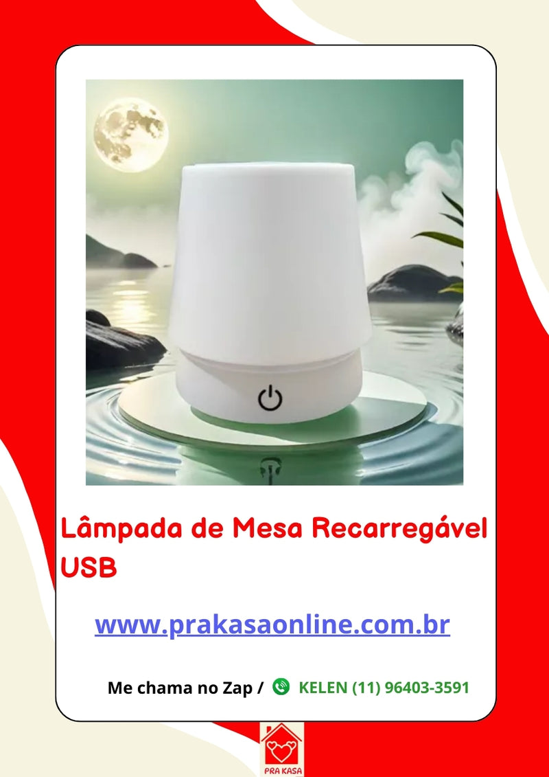 Luminária de Mesa Recarregável USB
