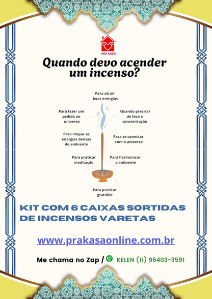 Kit com 6 Caixas Sortidas de Incensos Varetas