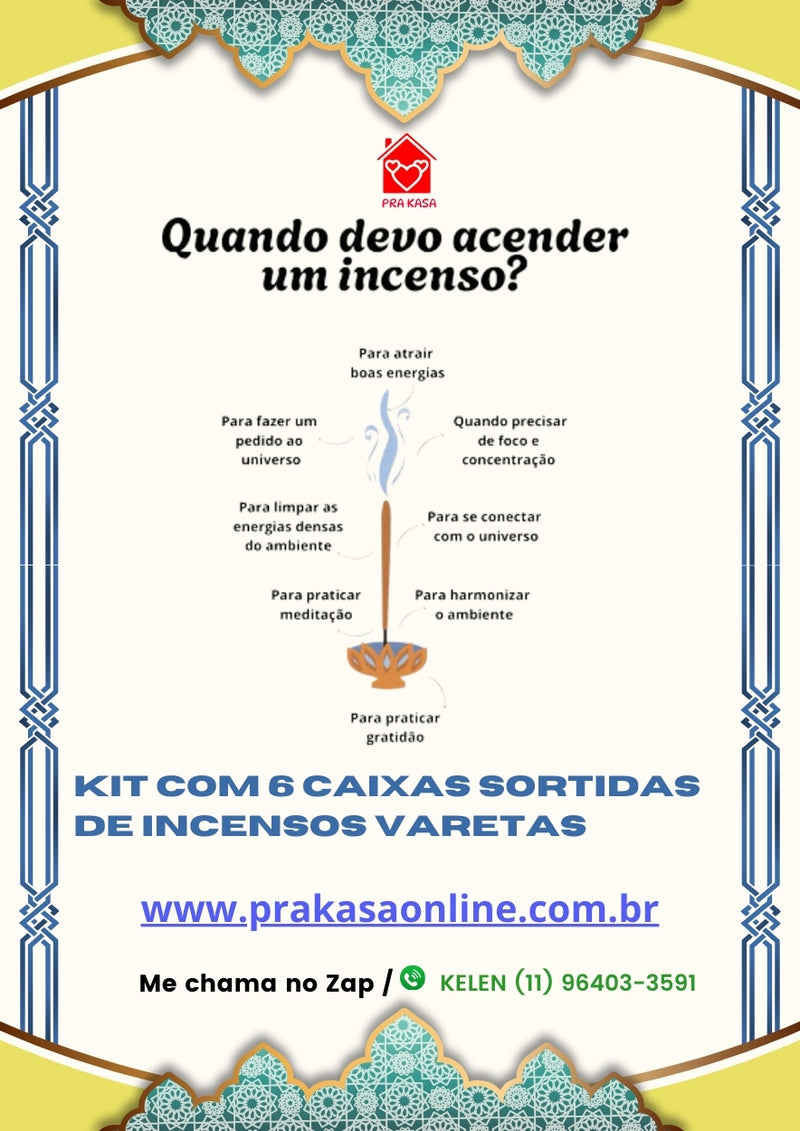 Kit com 6 Caixas Sortidas de Incensos Varetas