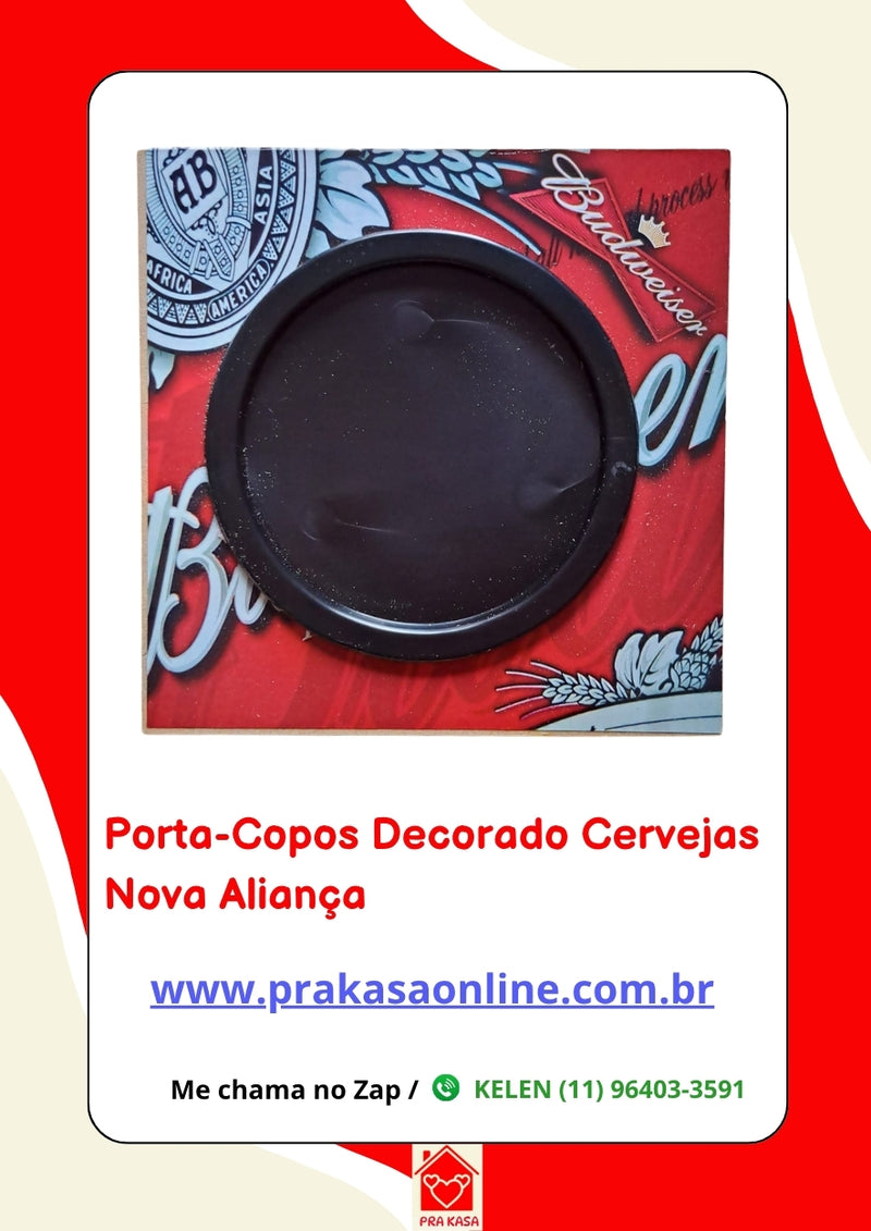 Porta-Copo Decorado com Estampas de Cervejas – Nova Aliança