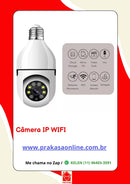 Câmera wifi ip sem fio giratória 360º com encaixe lampada bocal rosca full HD visão noturna segurança - Bivolt