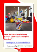 Copo de Vidro Com Tampa e Canudo Drink Coca-cola 450ml - Hauskraft