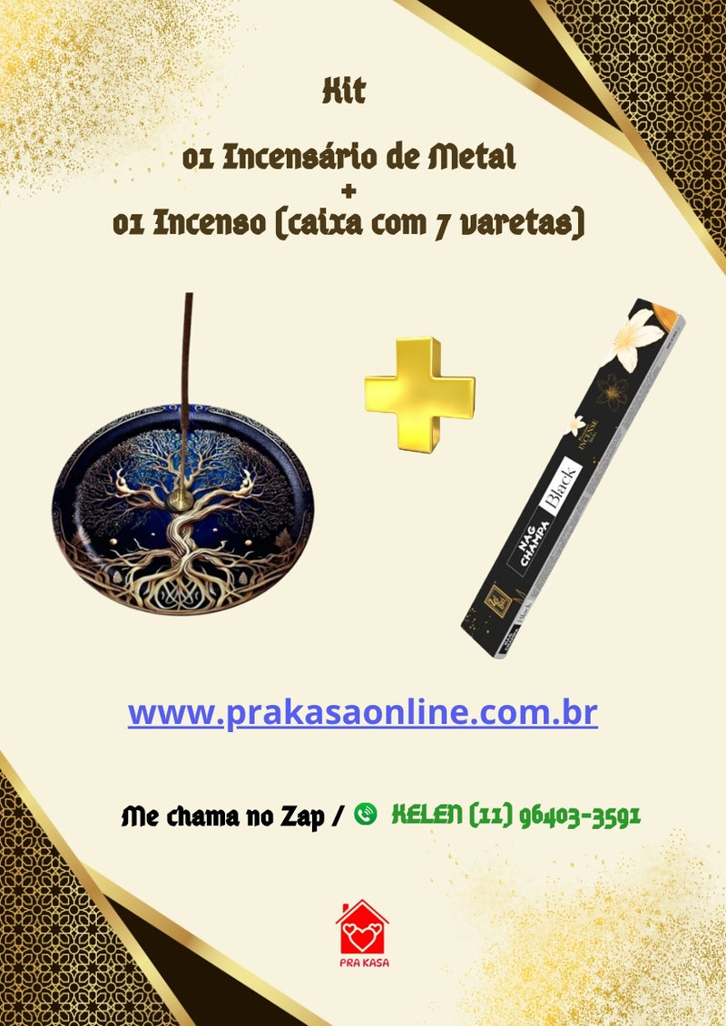 Kit - Incensário de Metal e Incenso