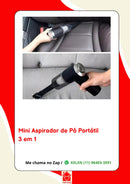 Aspirador de Pó Portátil Automotivo Recarregável Usb Cor Preto 110V/220V