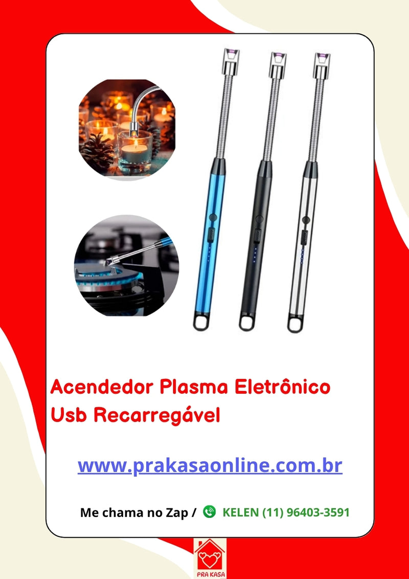 Acendedor Plasma Eletrônico USB Recarregável