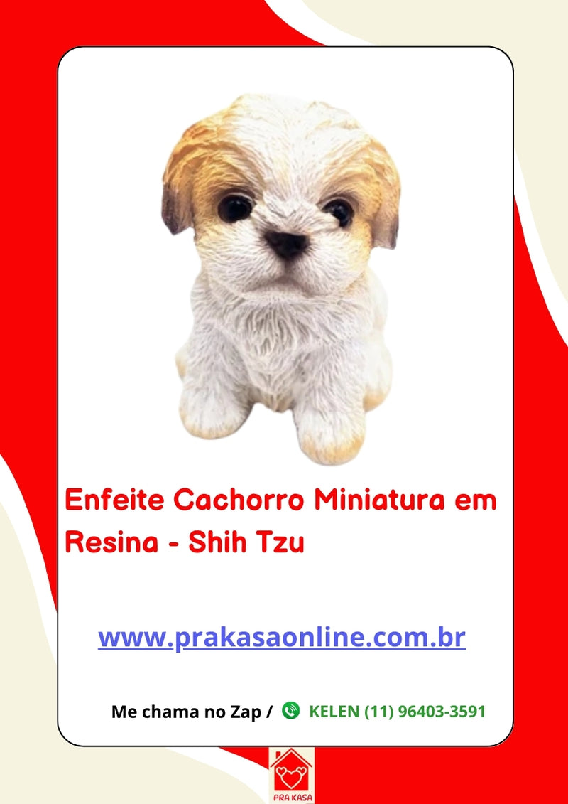 Enfeite Cachorro Miniatura em Resina - Shih Tzu