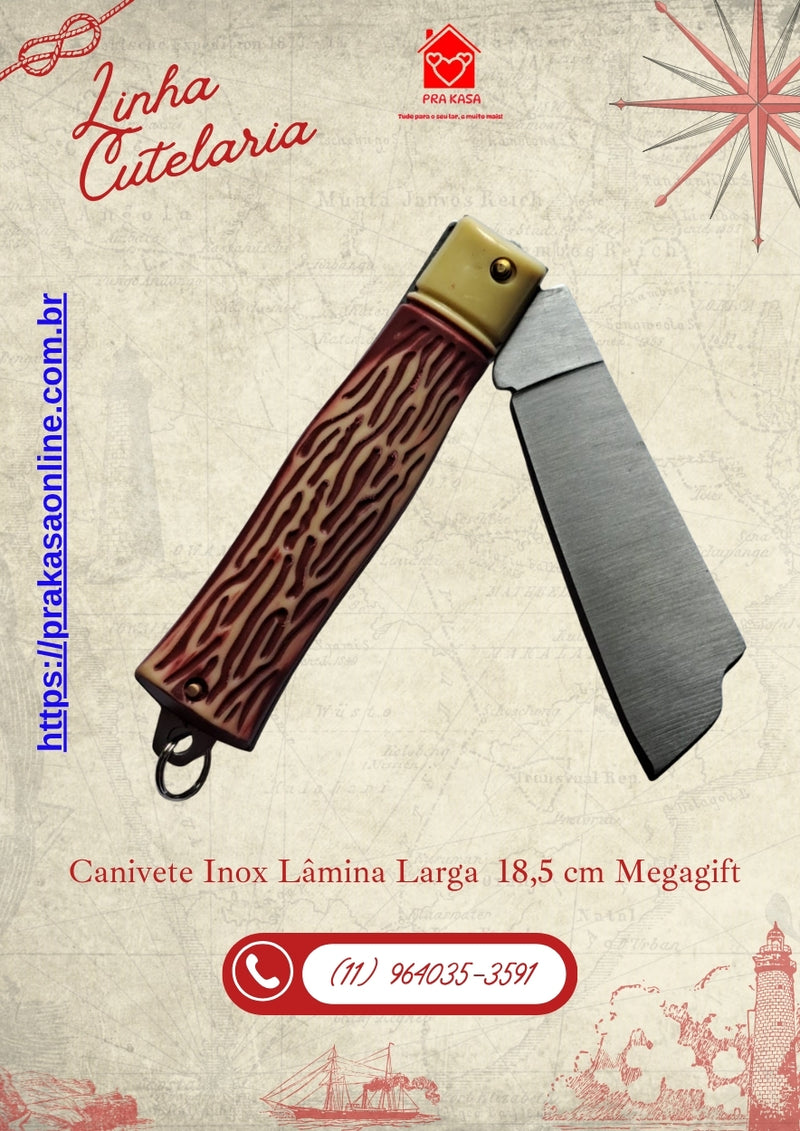 Canivete Inox Lâmina Larga 18,5 cm Megagift