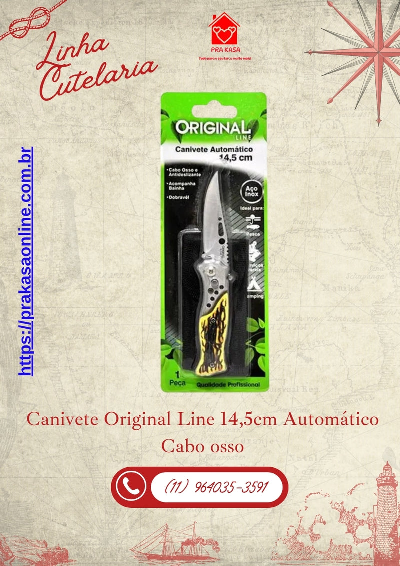 Canivete Original Line 14,5cm Automático Cabo Osso