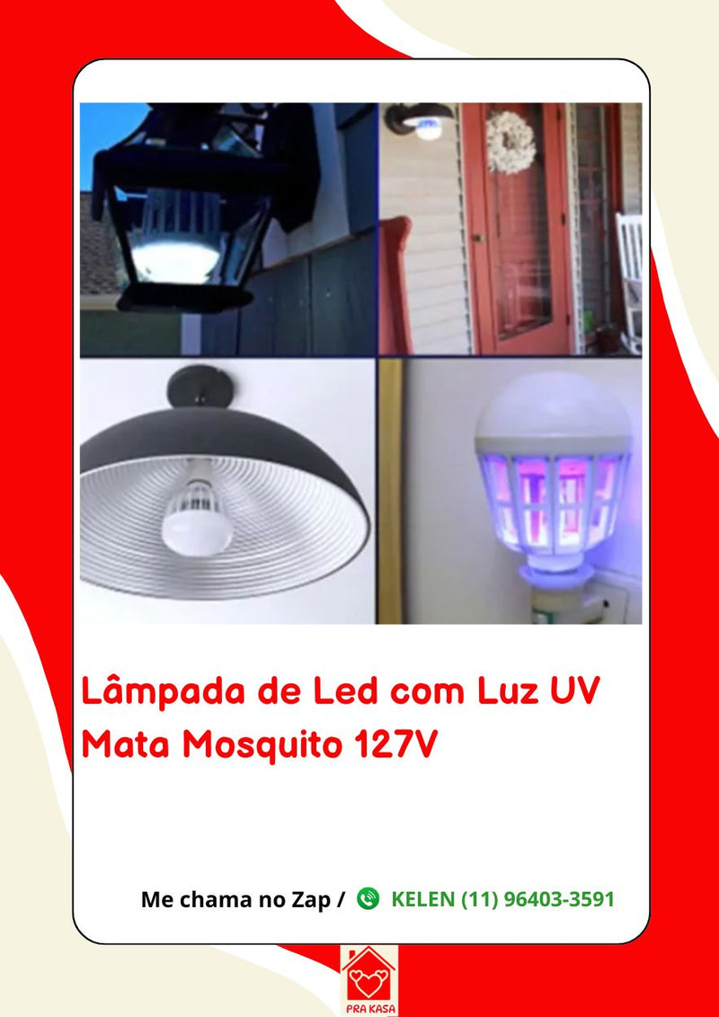 Lâmpada Led 60W Mata Mosquito Insetos Pernilongo Moscas