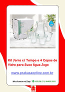 Kit Jarra c/ Tampa e 4 Copos de Vidro para Suco Água Jogo