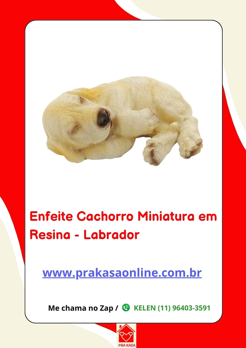 Enfeite Cachorro Miniatura em Resina - Labrador
