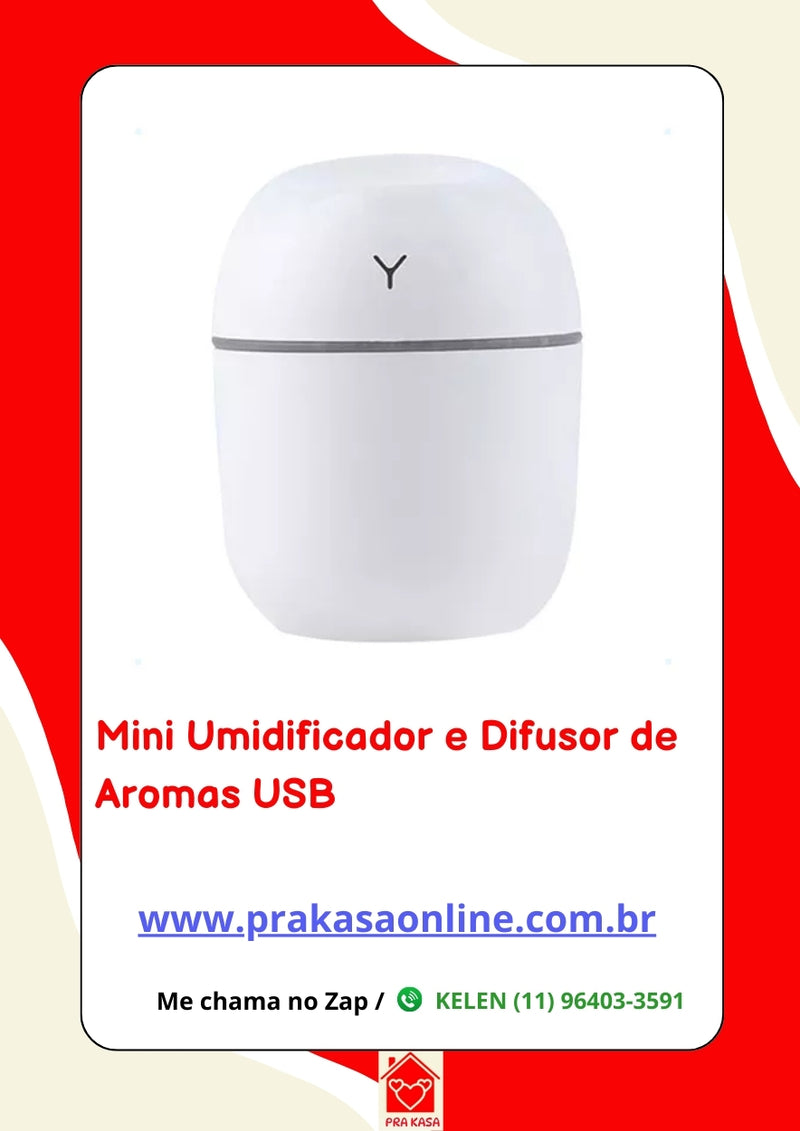 Mini Umidificador e Difusor de Aromas USB