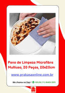 Pano de Limpeza Microfibra Multiuso, 20 Peças, 20x20cm
