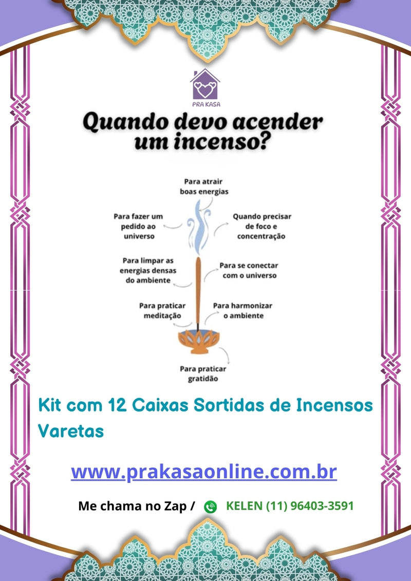 Kit com 12 Caixas Sortidas de Incensos Varetas