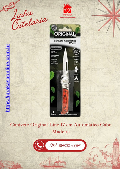 Canivete Original Line 17 cm Automático Cabo Madeira