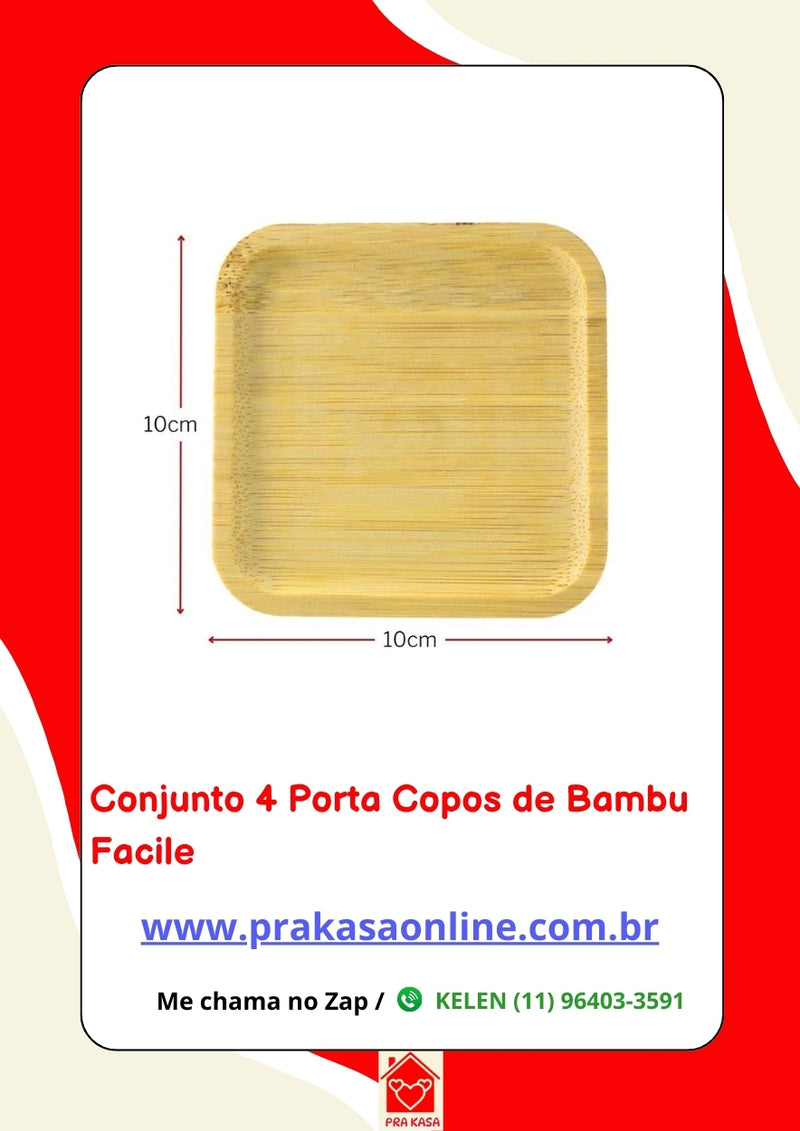 Conjunto 4 Porta Copos de Bambu - Facile