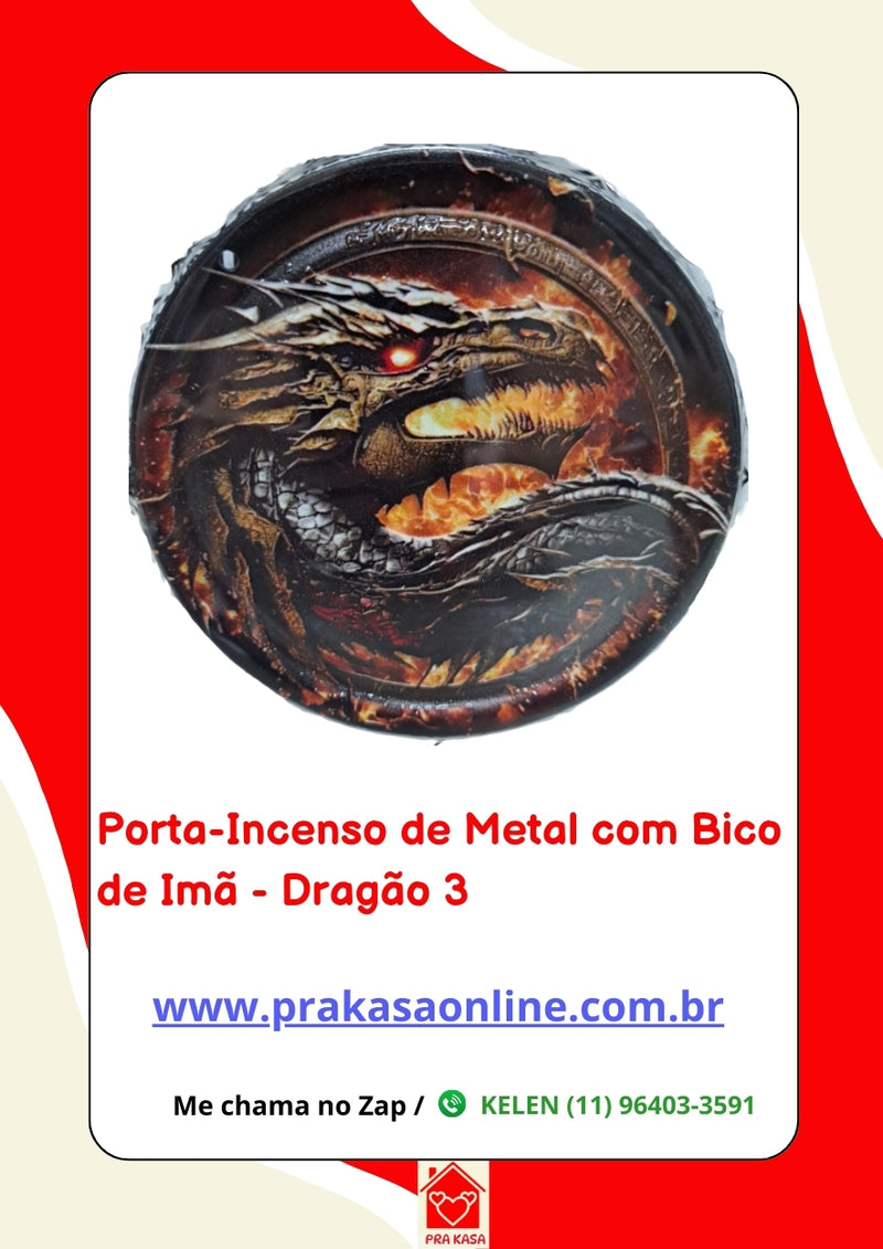Porta-Incenso de Metal com Bico de Imã