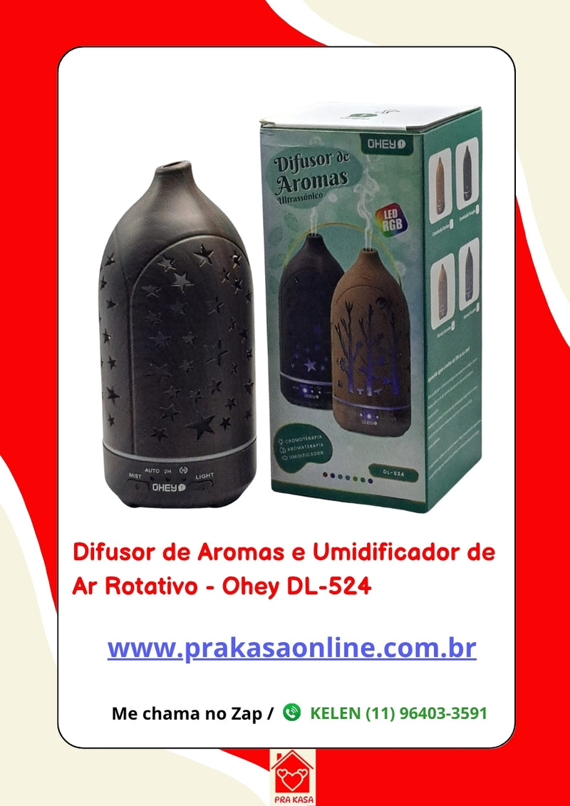 Difusor de Aromas e Umidificador de Ar Rotativo - Ohey DL-524