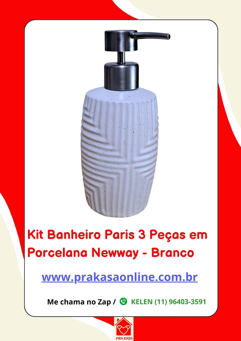 Kit Banheiro Paris 3 Peças em Porcelana – Newway